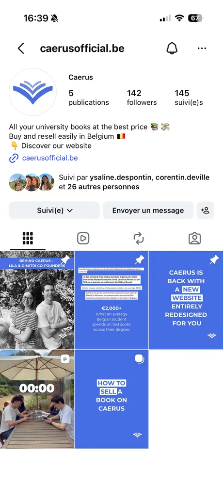 Publications Instagram pour l’asbl CAERUS dont je suis cofondatrice, visuel 1